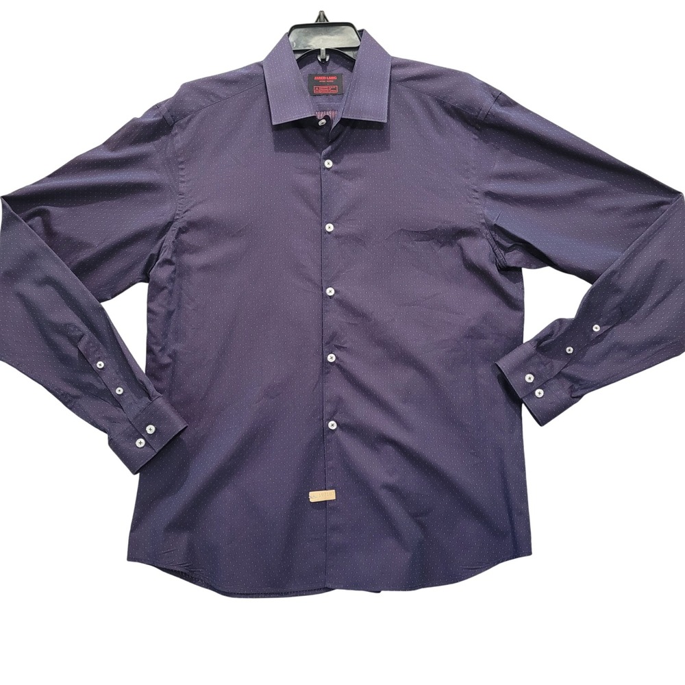 Jared Lang After Hours Men's‎ Slim Fit Dress Shirt Navy Micro Dot Pattern XL